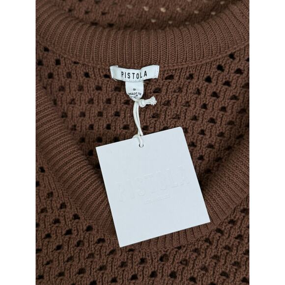 NWT Pistola Beck Open Knit Cropped Sweater Top Airy Earthen Brown Women's Small - Picture 5 of 5